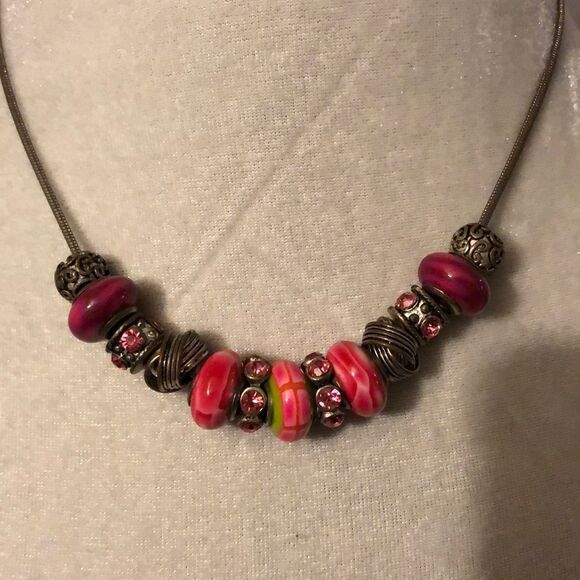 Handmade Pink Beads Necklace - Picture 2 of 8